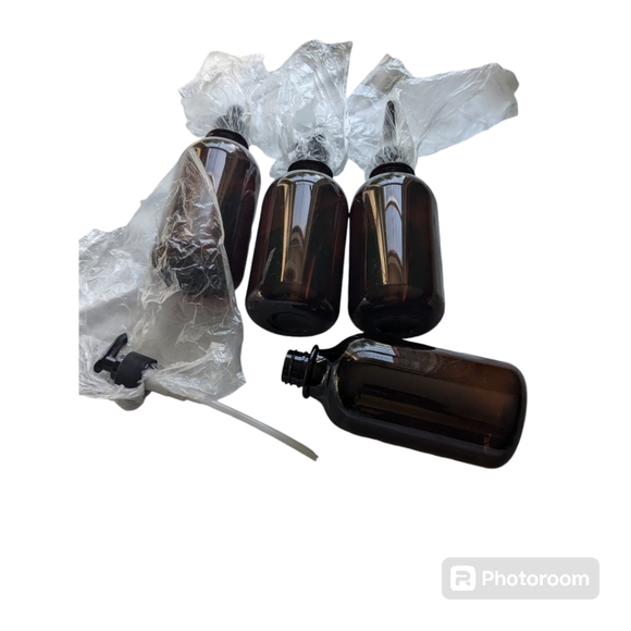 Set of 4 Press Dispenser Bottles. Refillable. Plastic. Brown. NWT - Picture 5 of 9